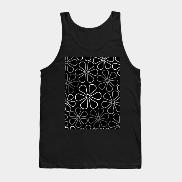Abstract Flowers White Grays Black Tank Top by NataliePaskell